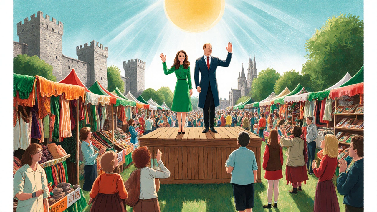 Kate and William greeting crowds at an Irish craft fair in Kilkenny.