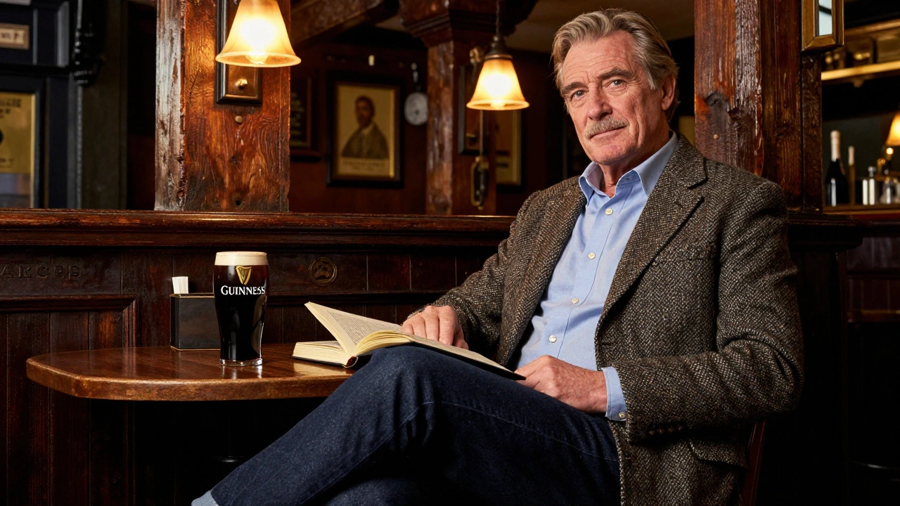 65-year-old man in jeans and tweed jacket chatting in a Limerick pub.