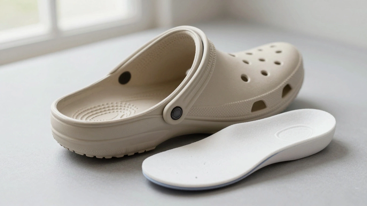 Croc shoe with insole removed for orthotic insert
