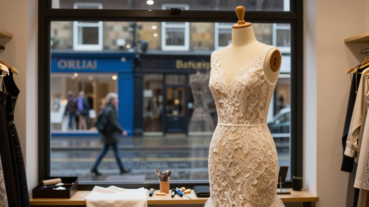 Tailor workshop interior with dress form and sewing tools