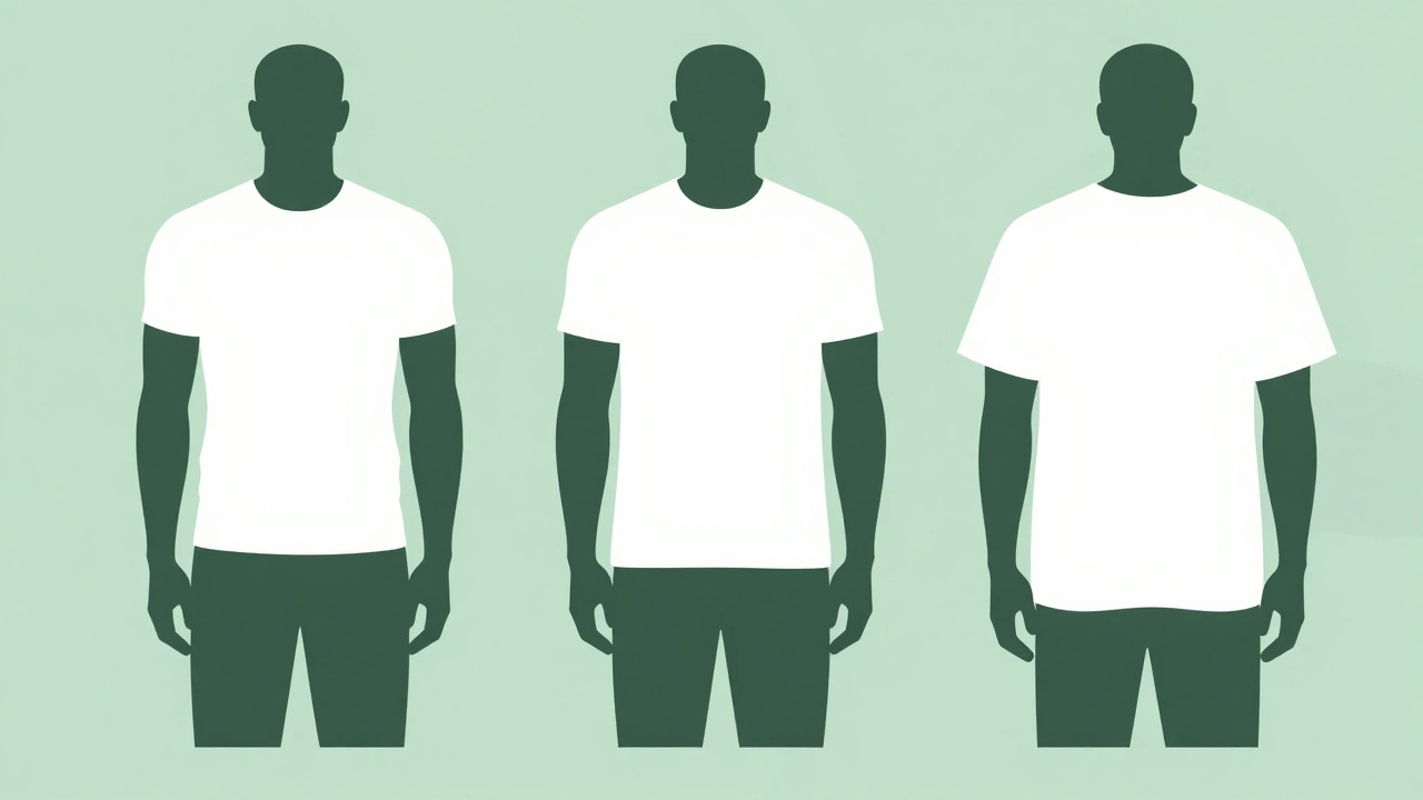 Illustration showing slim, regular, and oversized shirt fits