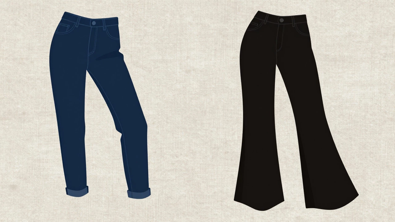 Illustration comparing mom jeans and wide-leg styles for body balance