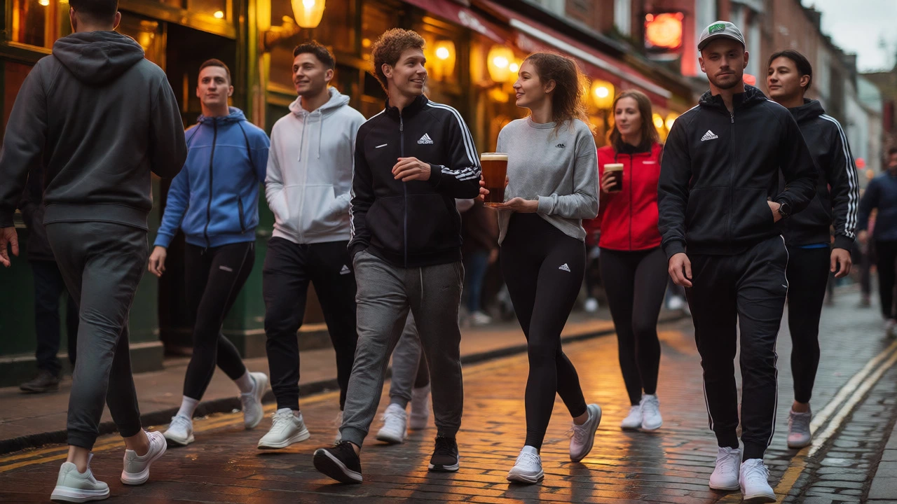 Young people in stylish athleisure walking through Dublin streets