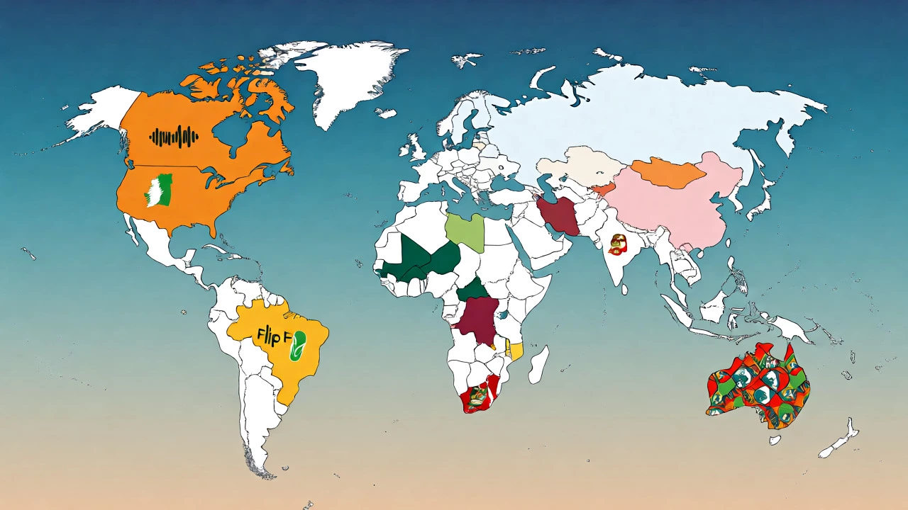 Stylized world map graphic illustrating global regional terms for open-toed sandals